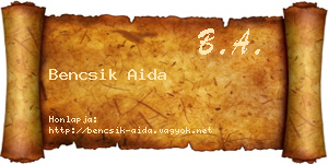 Bencsik Aida névjegykártya